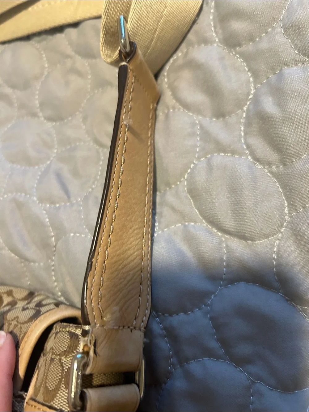 Coach Beige & Tan Signature Canvas Messenger Bag
